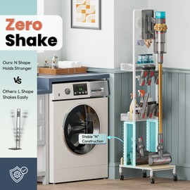 Vacuum Stand for Dyson V15 V12 V11 V10 V8 V7 V6 Gen5, Standing Dock with Accessory Holder, Vacuum Attachments for Dyson Replacement Parts, Floor Docking Station with Cordless Vacuum Storage Organizer