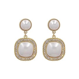 Pearl Drop Earrings for Women Gold Plated Pearl Drop Dangle Lightweight Earrings Jewelry for Women