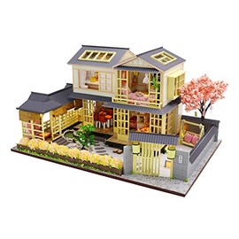 Cool Beans Boutique Miniature DIY Dollhouse Kit Wooden Japanese Home with Pergola and Yard, with Dust Cover (English Instructions) L907Z (Japanese Home with Pergola)