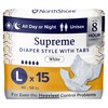 NorthShore Supreme Tab-Style Briefs for Men and Women (White, Large,