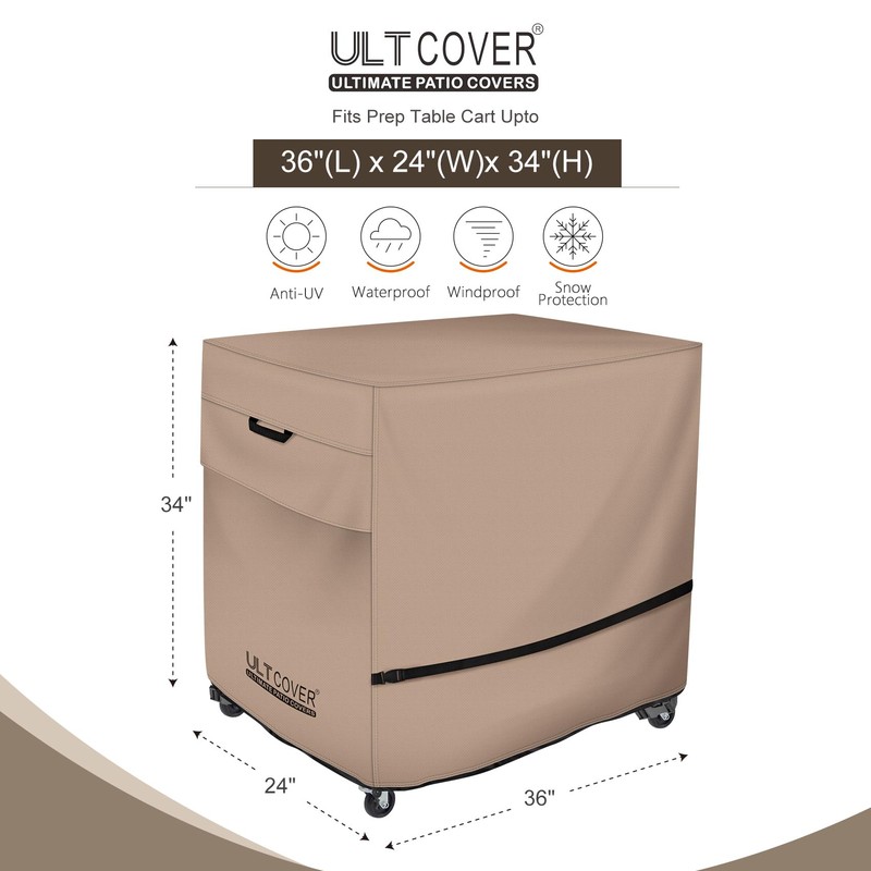 ULTCOVER Rolling Dining Prep Table Cart Cover 36L x 24W
