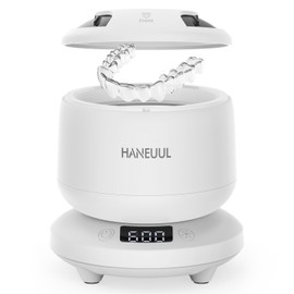 2025 Ultrasonic Retainer Cleaner for Dentures & Aligner, Durable Removable Base and Top Cover, Denture Cleaner Machine with 4 Modes for Mouth Guards, Jewelry, Rings, etc (White)