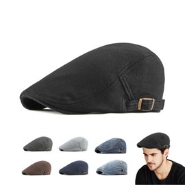 Siribelle Barrett Men's Flat Cap Adjustable Flat Cap Vintage Beret Newsboy Peaked Cap Gatsby Ivy Irish Hat, black