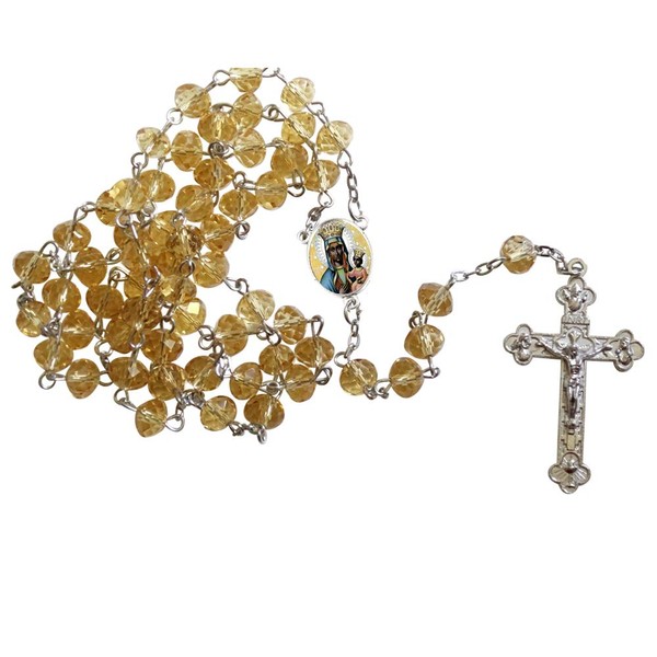 Our Lady of Częstochowa Black Madonna of Poland Yellow Faceted