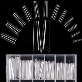 480 Pieces Extra Long XXL False Nails Tips, Extra Long Clear Nail Tips, Acrylic Half Cover, French Fake Nail Tips for Nail Studios DIY