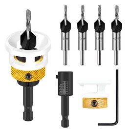 Countersink Drill Wood Countersink Drill Set with Depth Stop, Practical Countersink Wood Drill with 1/4 Inch Hex Shank, Made of Hss-M2 for Workshop, Wood Processing, Basic Equipment (Countersink 1Set)