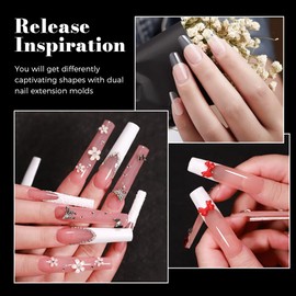 GELLAKTIK Nail Dual Forms for PolyGel, 288PCS French Nail Forms, 8 Shapes, 12 Sizes Clear Poly Gel Nail Molds for DIY Nail Extension Kit for Salon-Quality Manicures at Home