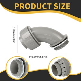 HDHAODA Conduit Connectors, 2-Inch Liquid Tight Connector NPT Non-Metallic for PVC Electrical Flexible Conduit Fittings, 90 Degree, UL Listed for Home Outdoor Tubes Tools, Grey (2-Pack)