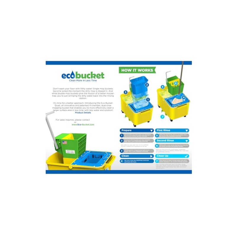 Eco-Bucket, Mop Bucket, Clean Mopping System, Mop Bucket with Wringer