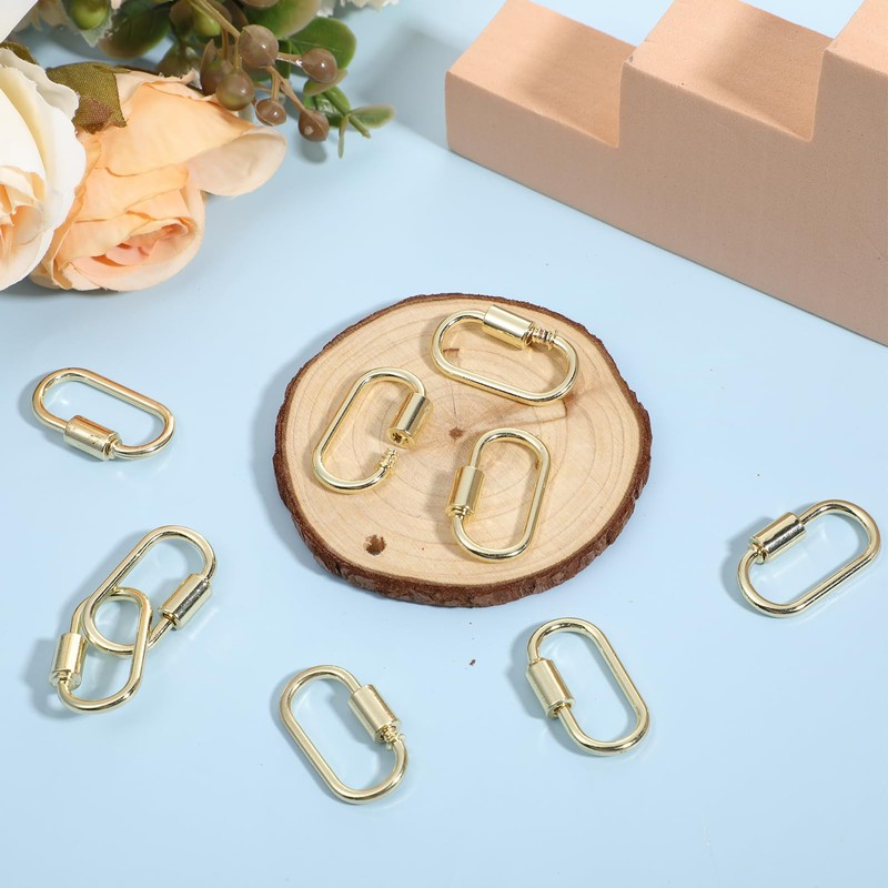 HJZHII 20 Pcs Screw Carabiner Lock Charms Gold Necklace Clip