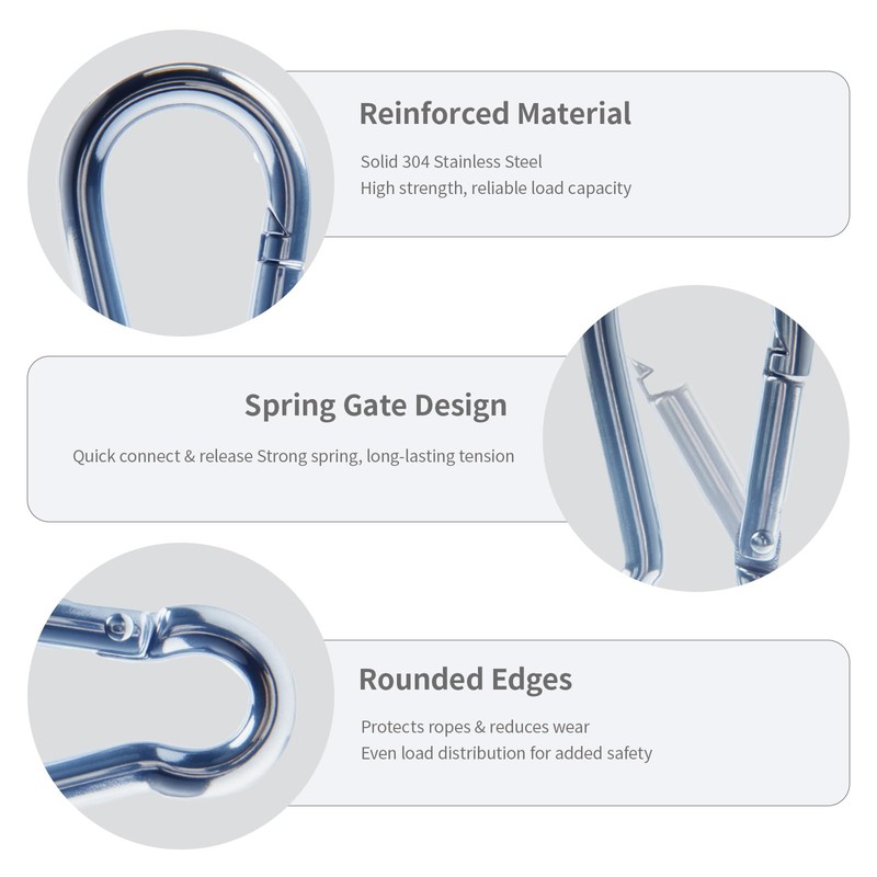 Kivomot Spring Snap Hook, 10 Pack – 304 Stainless Steel,
