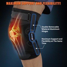 Knee Brace for Women & Men with Side Stabilizers and Patella Gel Pad, Hinged Knee Support Brace for Meniscus Tear,Knee Pain, ACL Knee Braces for Arthritis, Tendon, Ligament Strain, Joint Recovery