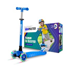 Highmaster 3-Wheel Toddler Scooter for Boys – Light-Up Wheels, Safe Ride for Ages 2+ – Holds Up to 165 lbs (Blue)