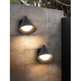 MIDLMJCOI Outdoor LED Wall Lights Set of 2, 6W 3000K Modern Black Porch Wall Sconces for House, Exterior Patio Lighting Fixtures Wall Mount for Garage, Garden, Yard