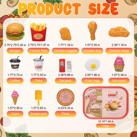 40 Pieces Play Food Toys, Hamburger Fast Food Playset Kids Kitchen Pretend Food Kids Role Play Food for 3 4 5 Years Old Kids Boys Girls