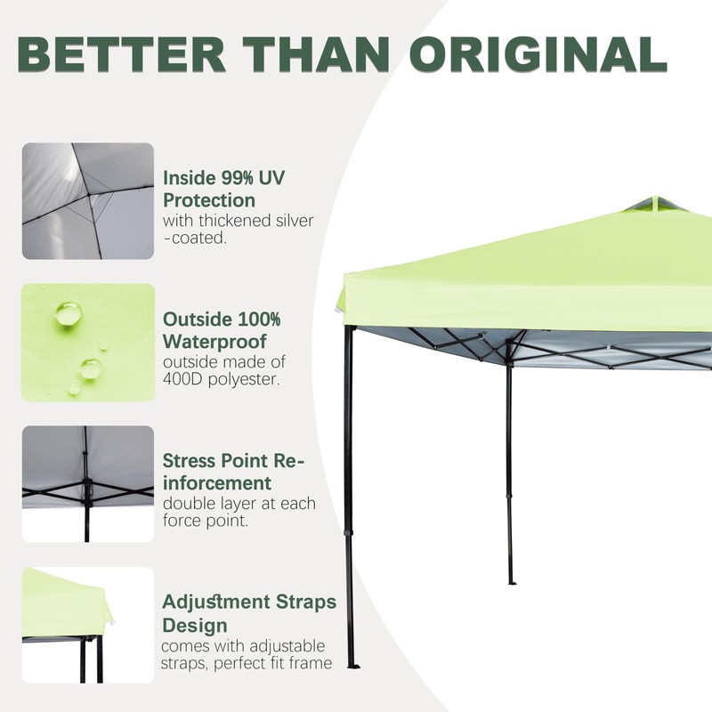 JANCANOPY 10x10 Canopy Replacement Top with Air Vent Silver Coated