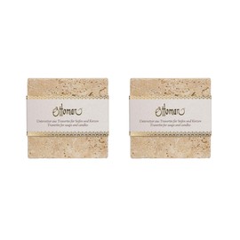 Ottoman Set of 2 Travertin Square 10 x 10 cm (Light)