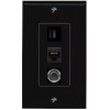 Wall Plate City 3 Port 3-5MM CAT6 USBC Wall Plate Black DecorZ