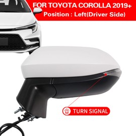 Marretoo for Toyota Corolla 2020 2021 2022 2023 2024 Side Mirror Assembly Driver Side WHITE 6 Pins for Toyota Corolla Accessories |POWER+Turn Signal +HEAT Replaces TO1320394(LH)