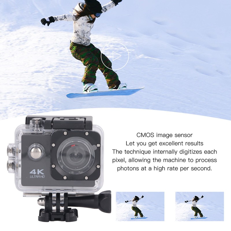 Outdoor Sports Camera 4K Wifi ABS Waterproof High Definition Black