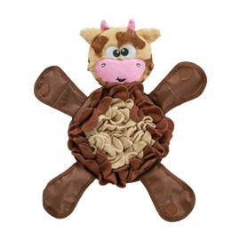 Outward Hound Nina Ottosson Snuffle Palz Interactive Plush Dog Puzzle and Snuffle Mat for Dogs, Non-Slip Snuffle Mat, Dog Enrichment Toys, Plush, Cow, Brown, Large