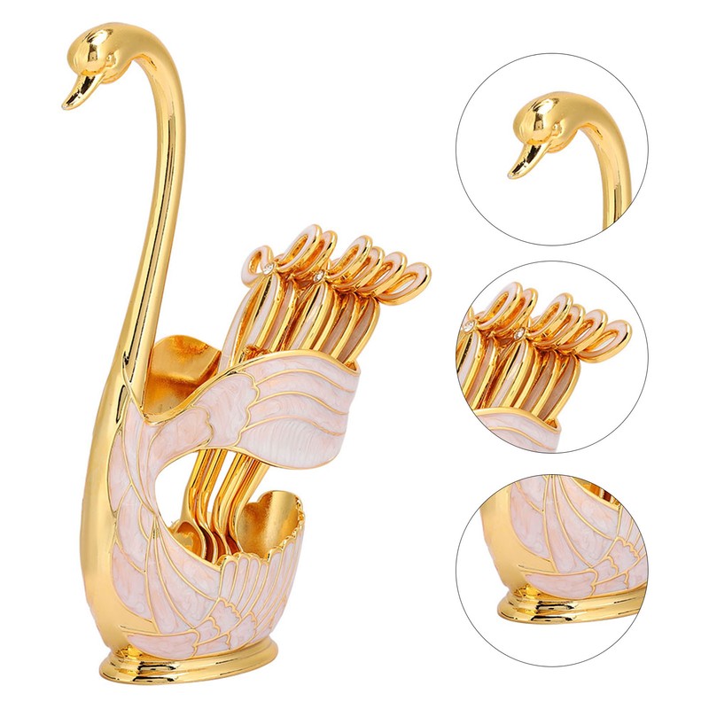 Coffee Dessert Spoon Set European Style Elegant Swan Fruit Scoop