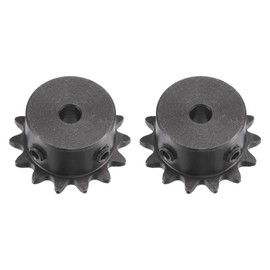 sourcing map #25 Chain Roll Gear 5 mm Bore 1/4 Inch Distance 14 Tooth Single Beach Chain Sprocket C45 Carbon Steel 25 Roll Chain Sprocket with Set Screws for ISO 04C Chain Pack of 2