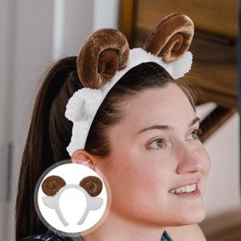 balacoo 7pcs Goat Ears Headband: Furry Sheep Ears Headband for Women Girl Makeup Headbands, Cute Goat Horns Headband for Party Supplies Winter Womens Headbands