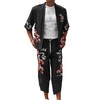 ABEWIP Men's Japanese Kimono Set Chinese Style Printed Open Front