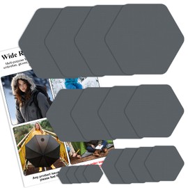 Harsgs Down Jacket Repair Patches, Self Adhesive Nylon Repair Patch, Pre-Cut Waterproof Repair Patches for Down Jackets Coats Clothing Tents Sleeping Bags, Grey 16pcs