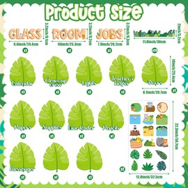 BeYumi Classroom Jobs Bulletin Board - 76Pcs Back to School Jungle Animal Class Jobs Bulletin Board Decoration Set Palm Tree Leaf Paper Cutouts Teacher's Helper Chalkboard Wall Decor for Kids Students