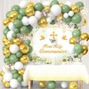 First Holy Communion Backdrop Greenery Baptism God Bless Backdrop Gold