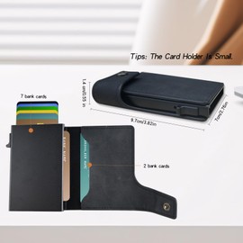 RAFIYU Card Holder Wallet with RFID Protection, Quick Access Pop Up Wallet - Men's Slim Wallet for up to 9 Credit Cards - Mini Black EC Mens Card Holder - Minimalist Wallet - Smart Wallet