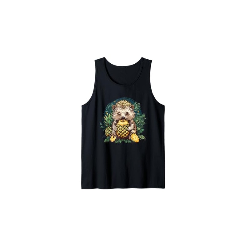 Pineapple Hedgehog Wildlife Drawing Fruit Animal Lovers Tank Top
