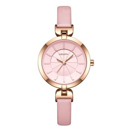 JewelryWe Women's Watch, Analogue Quartz, Classic Business Casual Watch with Leather Strap for Women and Girls, 2 pink, Strap