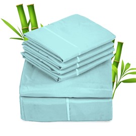 Sacred Thread 6 PC Rayon Derived from Bamboo Bed Sheets Set, Vegan Sheets with Cooling Effect, Organic Sheets for Home and Hotels, +50 Vibrant Colors for Cooling Bed Sheets