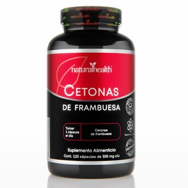 Natural Health. Cetonas de Frambuesa. Frasco con 120 Cápsulas 500mg. Ingredientes naturales.