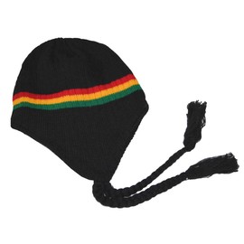 Black Rastafarian Rasta Inspired Peruvian Beanie
