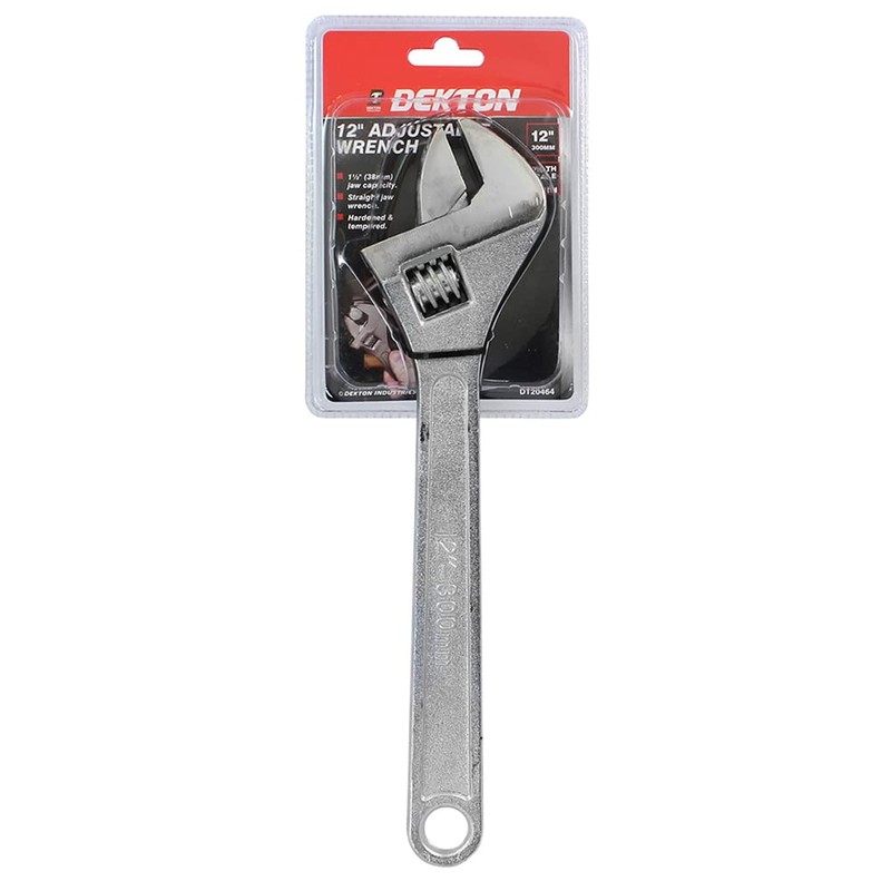 Dekton 12" Adjustable Spanner-1 1/2" Jaw Capacity| Straight Jaw Wrench|