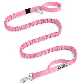 OutdoorMaster Bungee Dog Leash, Heavy Duty Dog Leash with Shock Absorption, 2 Padded Handles Training Leash, Improved Dog Safety and Comfort - Pink Upgraded, 6 FT