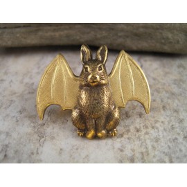 Handmade Steampunk Bunny With Bat Wings Brooch