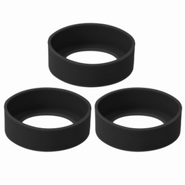 ONLYKXY 3pcs 6cm Silicon Protective Cup Mat Sleeve Heat-Resistant Bottle Holder Rubber Coaster Tumblers Protector Base Pad Non-Slip Bottom Cover Ring Accessories for Thermos Cup (Black)