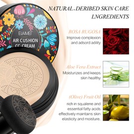 CC Creme BB Creme, Pilzkopf Luftkissen CC Creme, Foundation Cover Concealer, Für Ein Makelloses Aussehen, Gleichmäßiger Aufhellen (Natürlich)