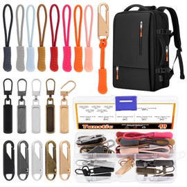 Tanstic 40Pcs Zipper Puller Set, Including 5 Colors Metal Zipper Pull Replacement and Metal Zip Slider Extender for Small Holes with 20Pcs Mixed Color Nylon Zipper Cord Pulls