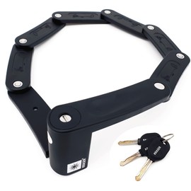 KRASER KR7022B Bicycle Lock with Universal Folding Alloy Steel Padlock 70 cm + Mounting Bracket + 3 Keys, Black