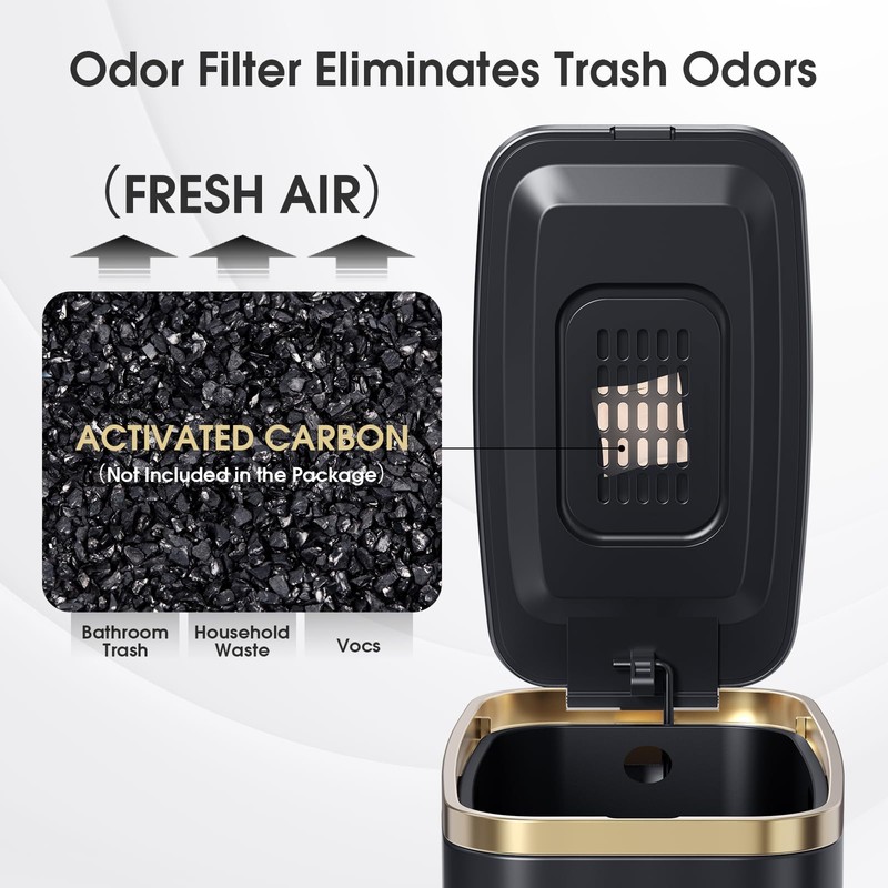 CEROELDA Small Bathroom Trash Can with Lid Soft Close-5L/1.3 Gal
