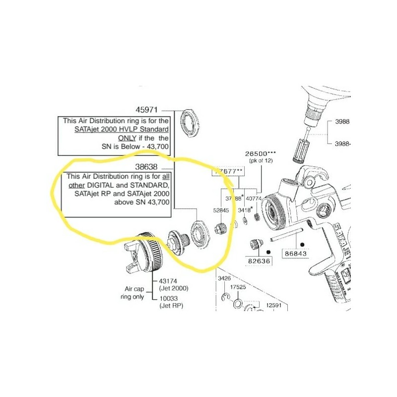 SATA Jet 2000/3000 Air Distribution Ring (38638) OEM!!
