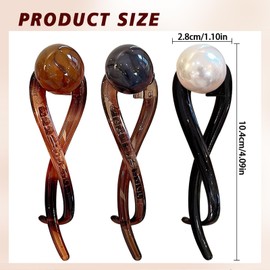 TELAIN 3 Pieces Elegant Pearl Hair Pins, French Banana Clips, Hair Claws for Women, Non-Slip Hair Accessories for Girls