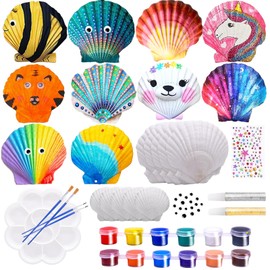 Nadisean Shells Painting Children, 12 Colours Shells for Painting, Children, Shell Colouring Craft Set, Shell Painting Set, DIY Painting Art & Craft Set, Birthday Gifts for Boys Girls Children