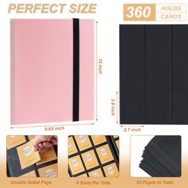 Card Binder 9 Pocket Storage 360 Card Binder,Trading Card Binder Senior and Sturdy Side-Loading Album,Intended For YuGiOh,MTG, TCG,Game Cards & Baseball Card Binde,(Pink）